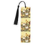 A Brood of Chickens Wooden Bookmarks 5 Pcs,Handmade Double-Sided Printed Book Marks Page Markers with Black Tassels Book Accessories Gift for Book Lovers Women Men