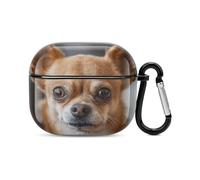 A Brown Chihuahua Bluetooth Earbuds Case Cover Full Body Shockproof Protection Hard Case Support Wireless Charging with Keychain Personalized Gift for AirPods 3