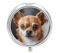 A Brown Chihuahua Pill Box Mini Pill Case Pocket Pill Case for Men Travel Pill Box Cute Pill Organizer 3 Compartment Medicine Pill Organizer Pill Container Pill Holder