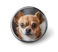 A Brown Chihuahua Round Lapel Pin Women's Novelty Buttons & Pins Metal Badge Cute Brooch Retro Pinback Badge Fashion Bag Pins for Hat Backpacks Tie Suit Wedding Party Accessory, silver, Circular