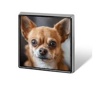 A Brown Chihuahua Square Lapel Pin Women's Novelty Buttons & Pins Metal Badge Cute Brooch Pin Retro Pinback Badge Fashion Bag Pins for Hat Backpacks Tie Suit Wedding Party Accessory