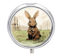A Brown Rabbit Pill Box, 3 Compartment Small Pill Case Waterproof Travel Pill Organizer for Pocket Or Purse Portable Mini Medicine Tablet Vitamin Holder Pill Case