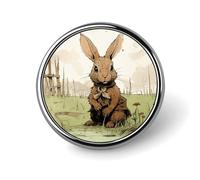 A Brown Rabbit Round Badge Cute Brooch Hats Jackets Decor Personalized Lapel Pin Clothing Jewelry Accessories for Wedding Party Gift