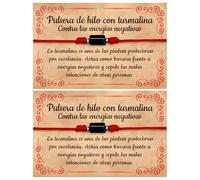 A BUENOS PRECIOS - Genuine Cylindrical Black Tourmaline Red String Bracelet - Evil Eye Amulet for Women Men - Healing and Healing Negative Energy - Adjustable Bracelets, 10-27 cm, Natural Stone