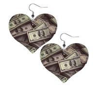 A bunch hundred dollar bills Leather Earrings for Women Fashion Dangle Earring Hypoallergenic 925 Silver Teardrop Earring