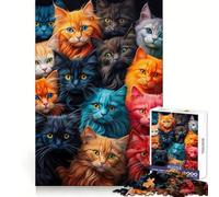 A Bunch of Cats Teenagers 1000 Piece Jigsaw Puzzle Serene Game Tight Connection Pattern Build Birthday Art Gift (38x26cm)
