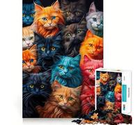 A Bunch of Cats Teenagers 1000 Piece Jigsaw Puzzle Serene Game Tight Connection Pattern Build Birthday Art Gift (38x26cm)