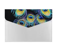 A Bunch of Peacock Feathers Accordion File Organizer 6 Pocket Document Organizer Expanding File Folder Accordion Folder with Labels, Travel Document Folders Plastic Envelopes with Snap Closure 13x9.1