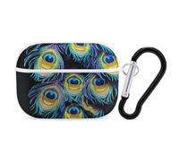 A Bunch of Peacock Feathers AirPods Pro 2 Case Cover, Shockproof Hard Shell Protective Case for Women Men, Compatible with Airpod Pro Case 2nd/1st Generation with Keychain-White