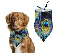 A Bunch of Peacock Feathers Dog Bandanas for Feeding Grooming, Triangle Pet Bibs for Cats & Dogs Washable Fashion Pets Scarf for Party Travel 27.6 X 11.8 Inch