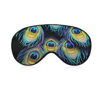 A Bunch of Peacock Feathers Sleep Mask, Ultra Soft Eye Mask for Sleeping with Adjustable Strap, Comfortable Lightweight Blindfold Eyeshade, Total Blackout Eye Cover for Night Sleep Travel Office Nap