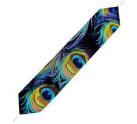 A Bunch of Peacock Feathers Table Runner for Dining Table, Short Plush Runners Washable & Durable Tablerunner Modern Home Decor for Wedding, Kitchen, Holiday 178*33cm