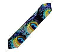 A Bunch of Peacock Feathers Table Runner for Dining Table, Short Plush Runners Washable & Durable Tablerunner Modern Home Decor for Wedding, Kitchen, Holiday 200*33cm