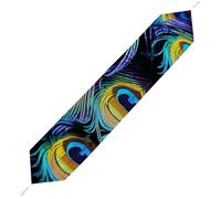 A Bunch of Peacock Feathers Table Runner for Dining Table, Short Plush Runners Washable & Durable Tablerunner Modern Home Decor for Wedding, Kitchen, Holiday 229*33cm