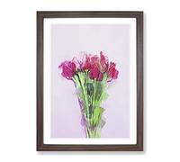 A Bunch Of Pink Tulips In Abstract Modern Framed Print | A2 Walnut Framed Wall Art | Ready to Hang | Abstract Fantasy Picture | Living Room Bedroom Lounge Office