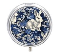 A Bunch of Rabbits Pill Box Portable Pill Organizer with 3 Compartment and Small Mirror Travel Pillcase for Pocket Or Purse Round Medicine Organizer Decorative Vitamin Organizer