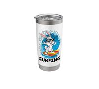 A Bunny Surfing Surfer Sea Wave Paddle Stainless Steel Insulated Tumbler