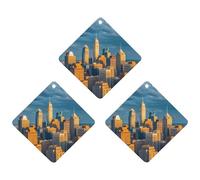 A Busy Town in The City Car Air Freshener, 3 Pcs Rhombus Hanging Air Freshener Cards, Long Lasting Fragrance Scented Cards for Car, Home, Office Gray-style
