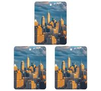 A Busy Town in The City Car Air Freshener, 3 Pcs Square Hanging Air Freshener Cards, Long Lasting Fragrance Scented Cards for Car, Home, Office Black-style