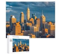 A Busy Town in The City Puzzle for Adults Wooden Jigsaw Puzzle for Mother's Day Premium Puzzle with Unique Art Design Challenging Brain Teaser Birthday Gift for All Ages 500 PCS