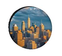 A Busy Town in The City Spare Tire Cover, 28inch Oxford Wheel Protector Travel Accessories, Waterproof Dustproof Wheel Tire Covers for RV Jeep SUV Camper Truck