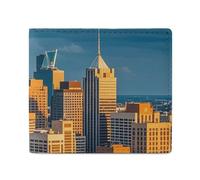 A Busy Town in The City Wallet Elegant Leather Wallets with ID Window & 2 Card Slots, Slim Bifold Wallet for Men Women