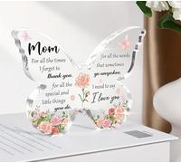 A Butterfly Acrylic Plaque Dedicated to Mother, A Birthday Gift of 4 × 4 × 0.39 Inches From Daughter and Son to Mother, A Creative Mother's Day Gift, and A Warm Home Decoration.