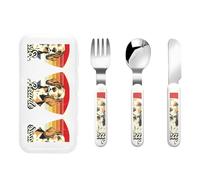 å°ç‹-ç‹- Three-Piece Set of Children's Cutlery-Safe and Durable Plastic Pp+430 Stainless Steel, Suitable for Kindergartens, Picnics, Birthday Parties and Other Scenes.