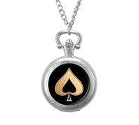A-c-e of Spades Vintage Pocket Watch Alloy Pendant Watches Necklace Gift for Men Women Silver-Style