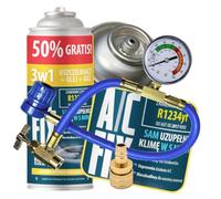 A/C FIX 3in1 R1234yf air conditioning refill - 1x235 g - with hose, pressure gauge and HP/LP adapter - Car air conditioning - Car air conditioning refill - ECO