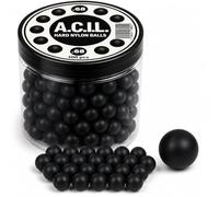A.C.I.L. 100 x Hard Nylon Precision Balls - .68 Cal. Reusable Training Balls for Target Practice & Marker Compatibility - Durable Solid Nylon Spheres (Black)