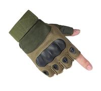 A.C.I.L. Half Finger Protective Riding Gloves with Knuckle Guard - Breathable Anti-Slip Gloves for Cycling, Motorcycle, Climbing, Hiking & Outdoor Sports (Dark Green, L)