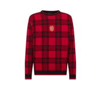 A.C. Milan Christmas Jumper, Plaid Squares Pattern in Soft and Comfortable Cotton, Official Unisex Product, L Black/Red