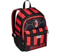 A.C. Milan Football School Backpack - Path of Victory, Black Red - Double Compartment Backpack - Bottle Pocket, Child Backpack - Maxi Capacity, Black, Double Compartment Backpack