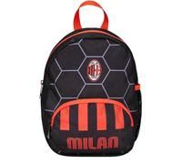 A.C. Milan Small Kindergarten Backpack, Football, Black Red - Side Pockets for Water Bottle, Front Pocket, Child Nursery Backpack - Kid School Backpack, multi-coloured, Taglia unica, Rucksack