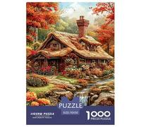 A Cabin in The Woods Jigsaw Puzzles Puzzles for Adults Kids. 1000 Pieces Interesting Whimsical Challenge Toy Educational Game Home Decoration for Educational Games Gifts 70x50cm/1000pcs