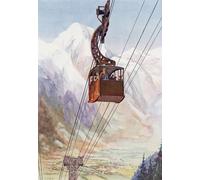 A cable mountain railway Mont Blanc in the background. From The Wonder Book of Science published 1930's. Poster Print by Hilary Jane Morgan (12 x 17)