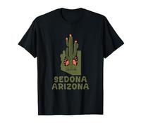 A Cactus at Sunset Arizona State Map Sedona Retro Outdoors T-Shirt