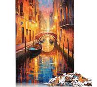 A Canal in Venice Jigsaw Puzzles 1000 Pieces for Adults Wooden Puzzles Brain Exercise Challenge Game Entertainment Gifts Teenagers Family Activity (38x26cm)