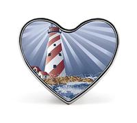 A Candy Cane Lighthouse Illuminating the Night Ocean Heart Brooch Pin, Unisex Smooth Surface Lapel Tie Pin, Lightweight Badge Jewelry Crafts Decor for Costume Accessory Men Women