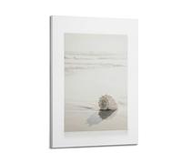 A Canvas Displaying A Light-colored Conch Seashell Resting on A Sandy Beach with Gentle Waves in The Background Poster Decorative Painting Canvas Wall Posters And Art Picture Print Modern Family Bedro