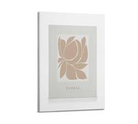 A Canvas Displaying A Minimalist Floral Design with Tan Petals Outlined in White on A White Background, with The Word FLORAL Bel Poster Decorative Painting Canvas Wall Posters And Art Picture Print Mo