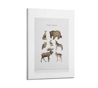 A Canvas Displaying Watercolor Illustrations of Various Forest Animals Like A Fox, Bear, Owl, Rabbit, Wolf, Moose, And Deer Poster Decorative Painting Canvas Wall Posters And Art Picture Print Modern