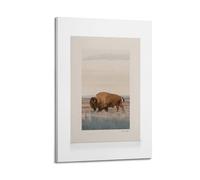 A Canvas Featuring A Brown Bison Walking through Tall Grass in A Field Under A Pale Sky Poster Decorative Painting Canvas Wall Posters And Art Picture Print Modern Family Bedroom Decor Posters 08x12in