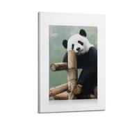 A Canvas Featuring A Cute Giant Panda Resting Its Head on A Wooden Structure, Looking Directly at The Viewer Poster Decorative Painting Canvas Wall Posters And Art Picture Print Modern Family Bedroom