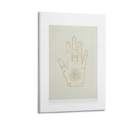 A Canvas Featuring A Golden Palmistry Hand with An Eye Design in The Center, Surrounded by Stars And A Crescent Moon Poster Decorative Painting Canvas Wall Posters And Art Picture Print Modern Family