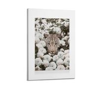 A Canvas Featuring A Leopard with Striking Blue Eyes Peeking through A Dense Field of White Roses Poster Decorative Painting Canvas Wall Posters And Art Picture Print Modern Family Bedroom Decor Poste