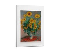 A Canvas Featuring A still Life Painting of A Large Bouquet of Vibrant Yellow Sunflowers in A White Vase on A Red Tablecloth Poster Decorative Painting Canvas Wall Posters And Art Picture Print Modern