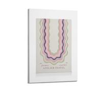 A Canvas Featuring A U-shaped Design with Wavy Pastel Stripes in Purple, Pink, Blue, And Green on A Light Background, with Ateli Poster Decorative Painting Canvas Wall Posters And Art Picture Print Mo