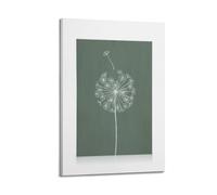 A Canvas Featuring A White Dandelion with One Seed Floating Away on A Sage Green Background Poster Decorative Painting Canvas Wall Posters And Art Picture Print Modern Family Bedroom Decor Posters 12x